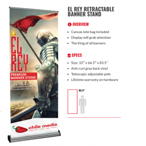 Premium Retractable Banner Stand – 33" x 83.5" Adjustable Roll-Up Display - Chile Media
